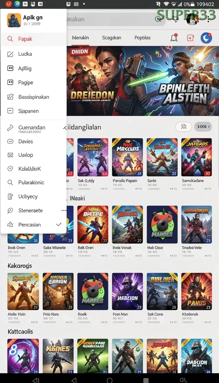 Cuplikan layar 62VIP — menu navigasi